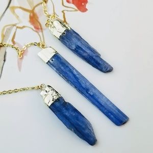 NWT 14K Gold BLUE KYANITE Long Lariat Necklace ART